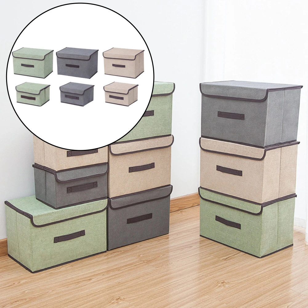 1/2Pcs Foldable Storage Box Home Fabric Storage Box With Lids And Handles Wardrobe Clothing Toys Dustproof Storage Organizers
