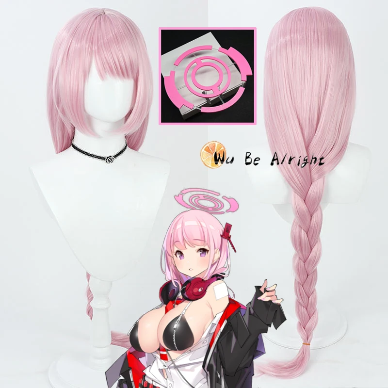 

Blue Archive Cosplay Props Halos Izumimoto Eimi Cosplay Wig Pink Hair Synthetic Long Braid Halloween Carnival Party Role Play