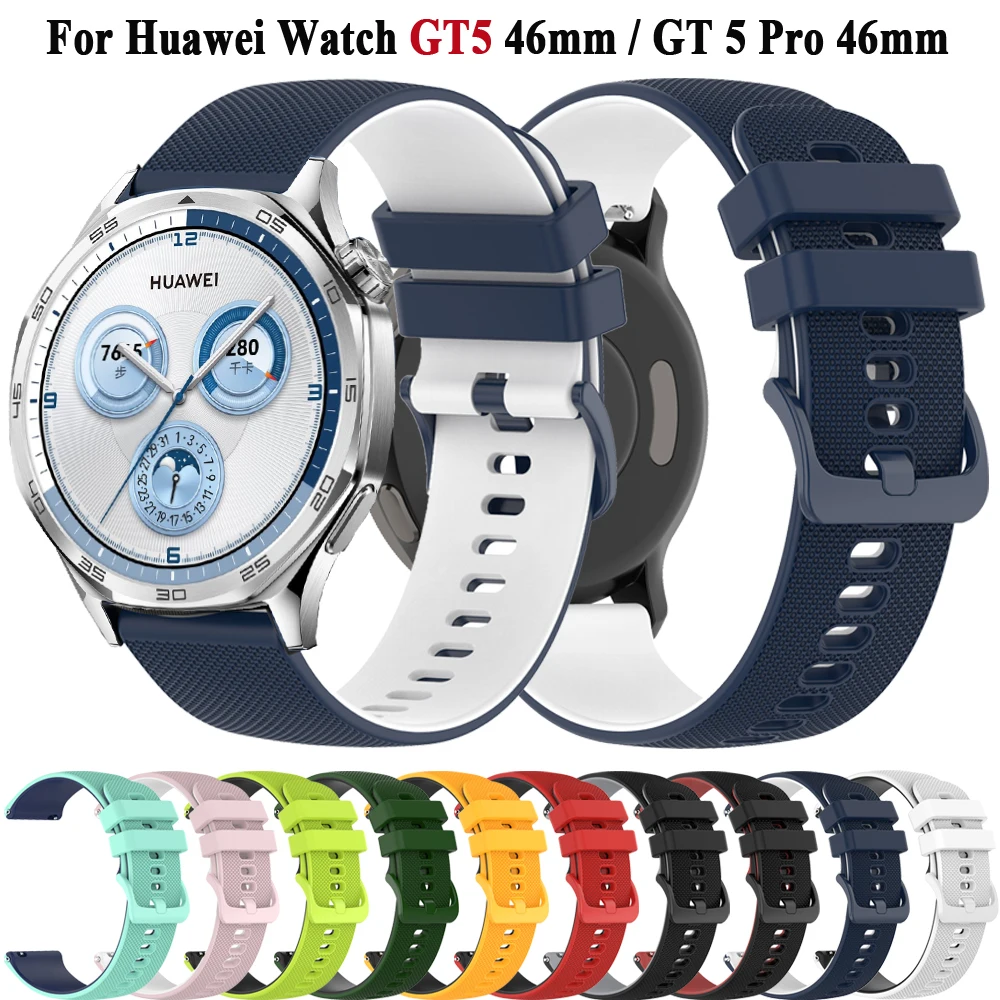 Pulsera deportiva de repuesto para HUAWEI WATCH GT5, banda de silicona de 46mm y 22mm para HUAWEI GT 5 3 Pro, accesorios de correa de reloj de 46mm