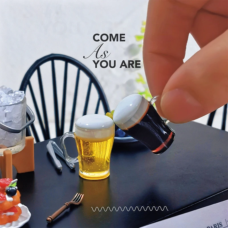 1/12 Dollhouse Simulation Mini Beer Cup Model Doll Home Beer Drinks Bar Scene Decor Toy Dolls House Accessories Pretend Play Toy