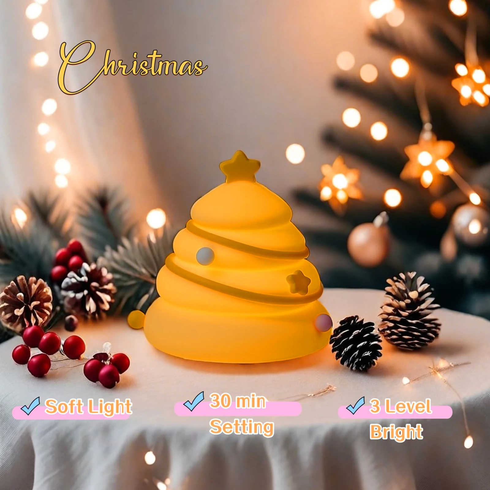 Silicone Cute Rechargeable Night Light Tap Control Baby Night Light Dimmable Timer Bedside Touch Nightlight Night Light