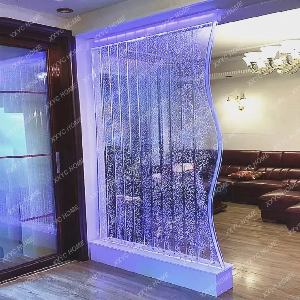 WWHot sales Custom S Shape Acrylic Water Bubble Wall With RGB LED Light Changeable Colors Room Divider For Hotel And Modern Home