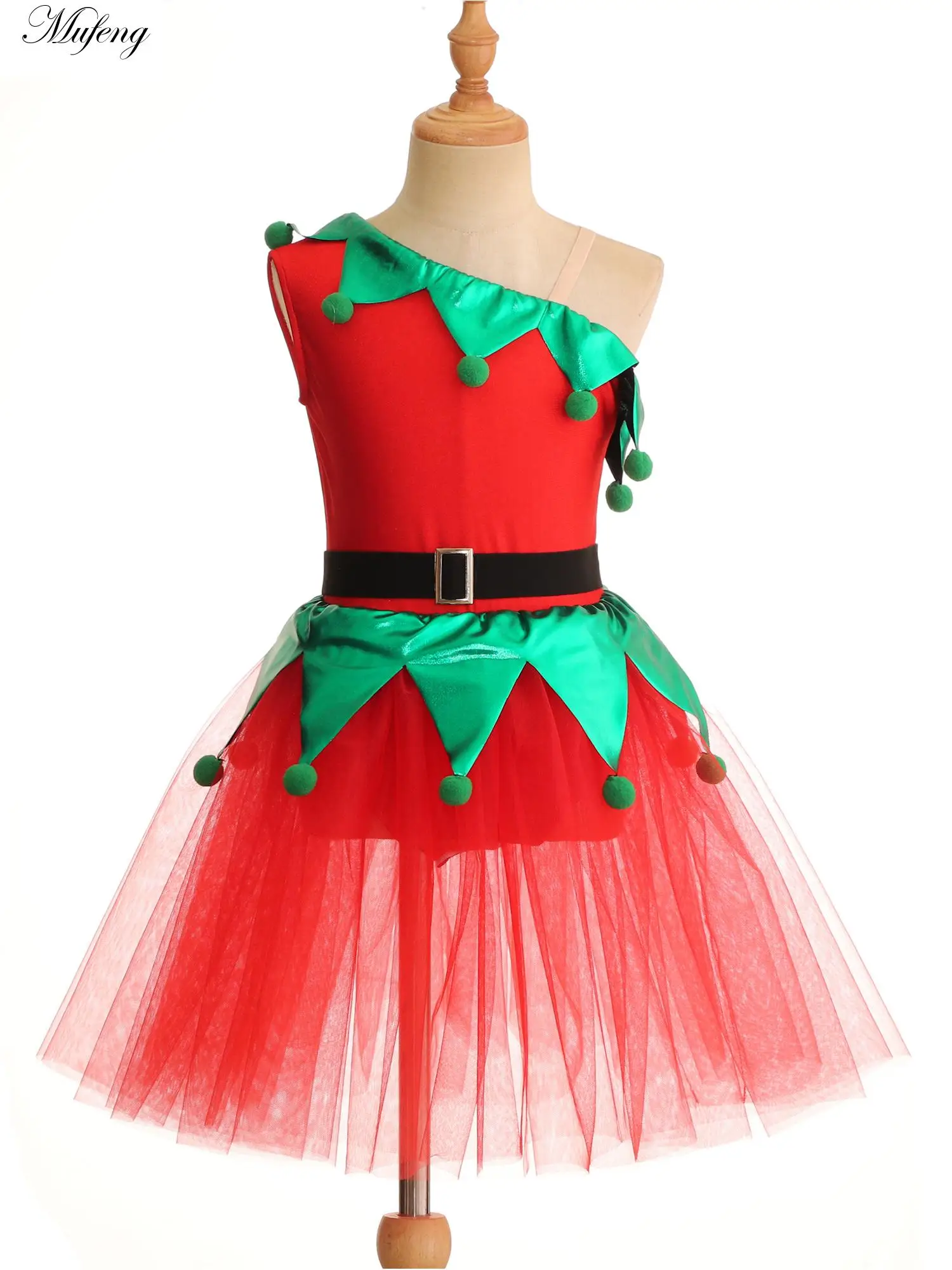 

Детское балетное платье-пачка в рождественскую полоску для девочек, танцевальное платье, спортивный гимнастический трико для фигурного катания, танцевальная одежда с блестками, костюм эльфа для вечеринки