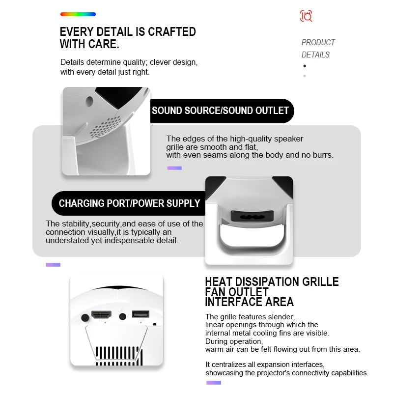 YT600 Projector Home Ultra HD New Projection 1080P Home Cinema - Portable Small Dormitory Student Eye Protection Intelligent