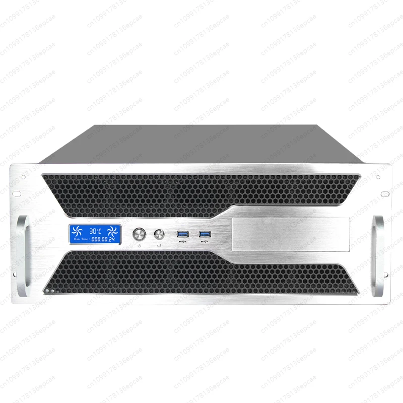 4U industrial control chassis brushed aluminum panel with temperature control screen eatx main board drive rack server host