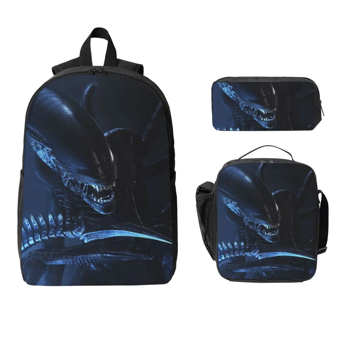 

Xenomorph Alien Backpack Student Boys Girls BookBag School Bag Computer Shoulder Bags 3ps Insulated Lunch Bag Pencil Case