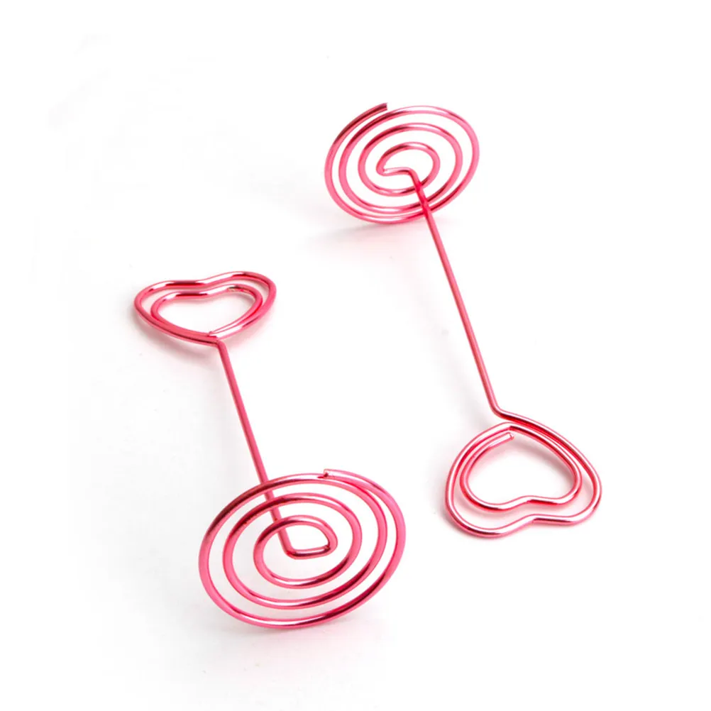 12Pcs Pink Heart Photo Holders with Spiral Base – Table Number Display for Wedding, Office, Party Decor