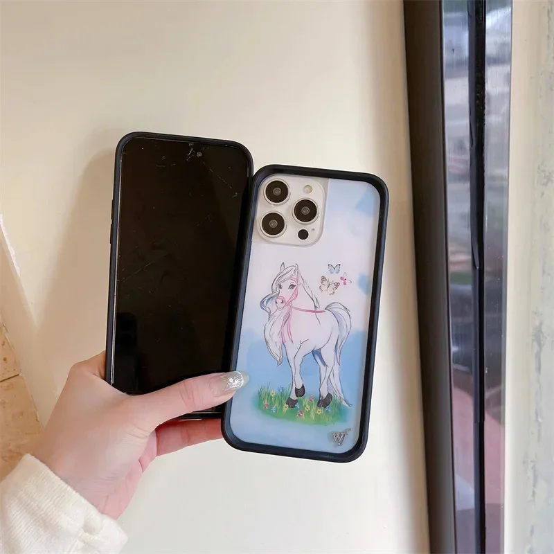 حافظة لهاتف آيفون 13 برو 14 برو 15 برو لطيف جرو WF حافظة حماية الكرز الغزلان