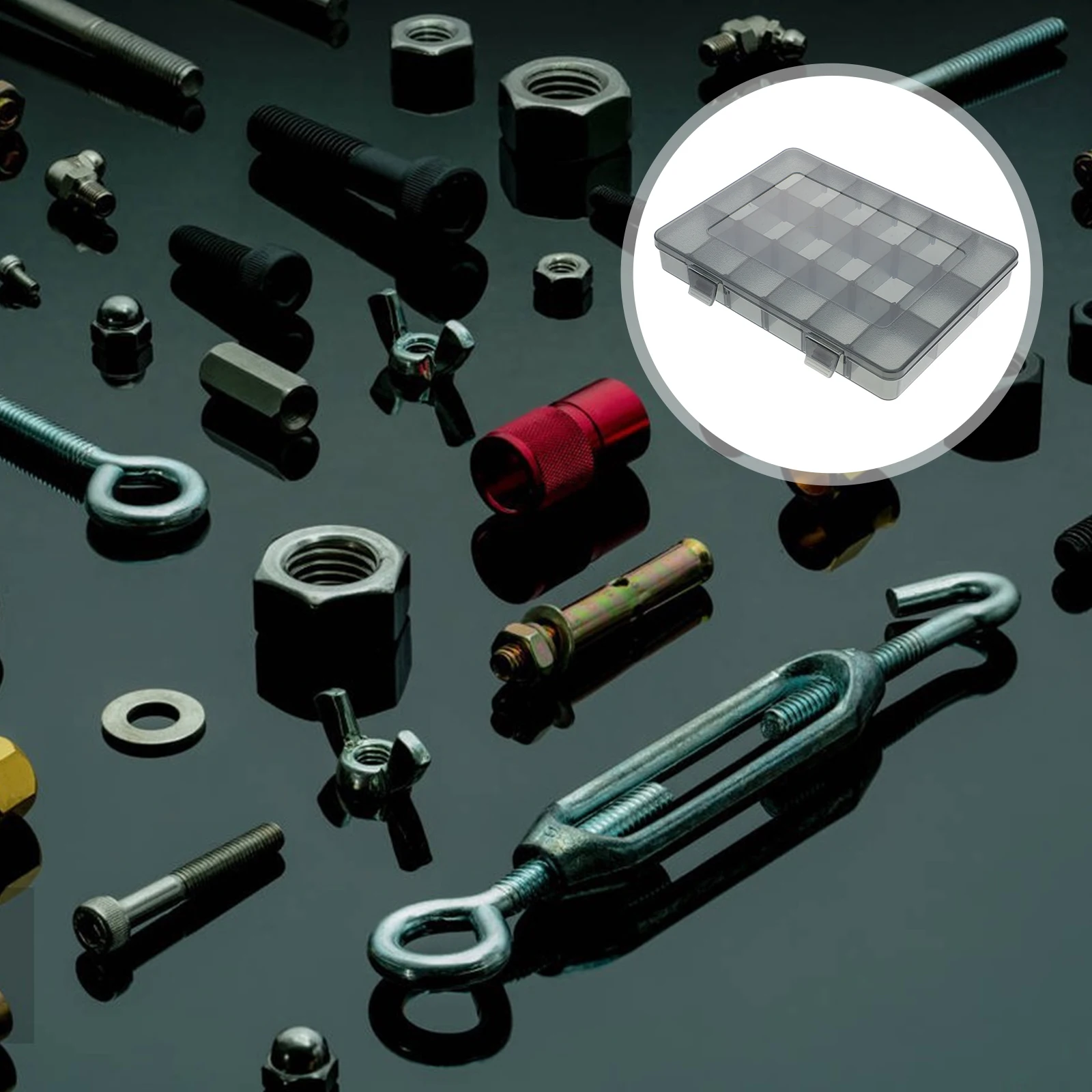 

Plastic Small Parts Storage Box Transparent Lid Compartment Toolbox Organizers Portable Screws Case Tool Storage Container