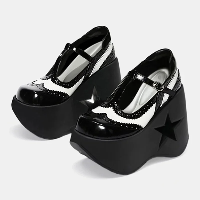 

Platform Patchwork Shiny Patten Leather Loafers Mixed Colors Size 35-40 New Arrivals Fashion Women Motorcyle Boots