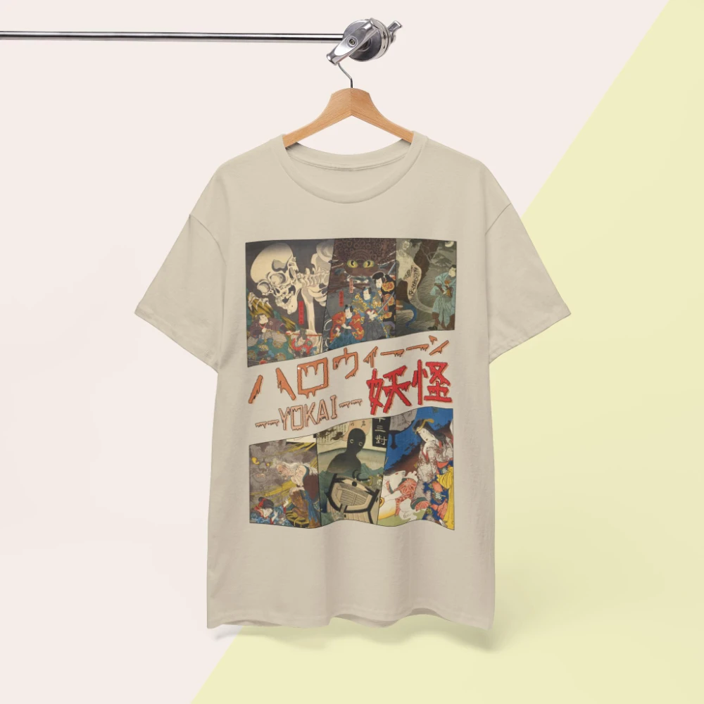 Vintage Yokai T-Shirt Utagawa Japanischer Gothic Totenkopf T-Shirt Kleidung Grafik Kurzarmshirt Unisex Männer Frauen Ganzjährig