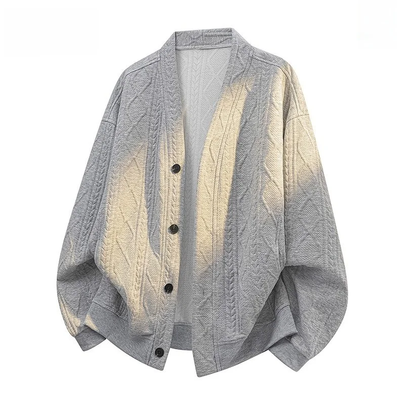 

Loose Fit Knitted Cardigan Men's Autumn Winter Casual Wear Polyester Blend V-Ne Long Sve Yarn Fluffy Warm Coat