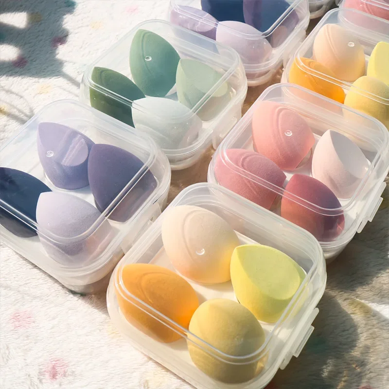 4pcs/set Makeup Sponge Dry and Wet Cosmetic Puffs Foundation Powder Puff Combined Beauty Eggs for Women with Storage Box Gifts