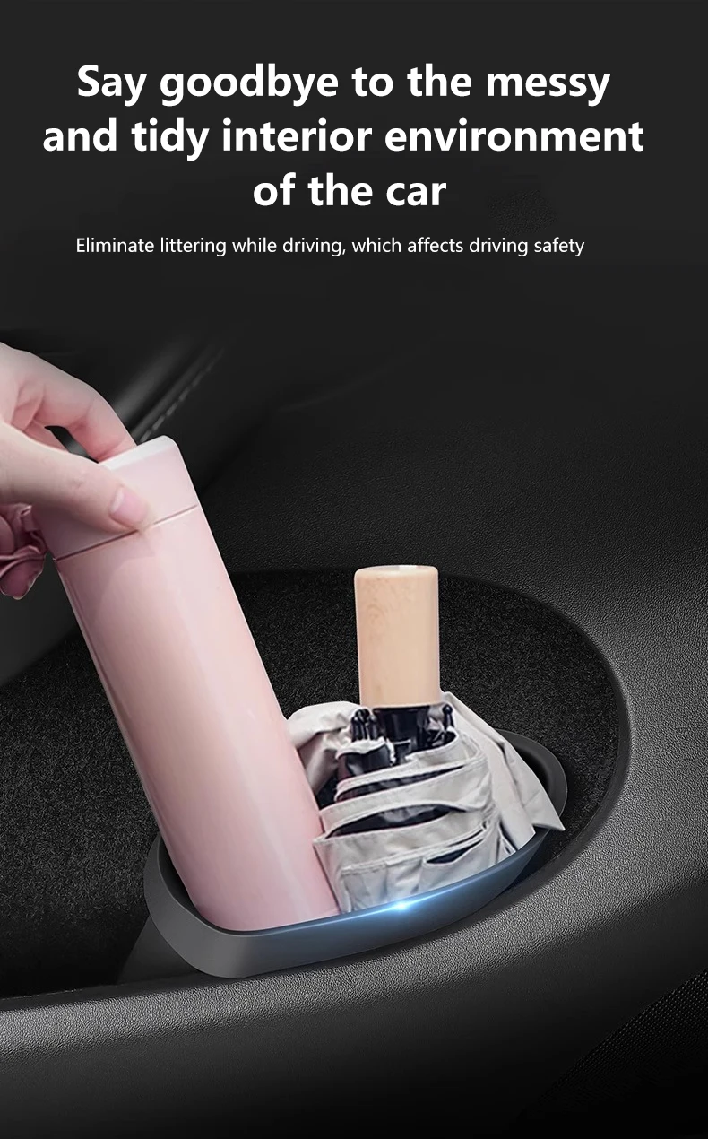 HEENVN Für Tesla Model Y 2025 Autotür-Mülleimer Silikon-Türaufbewahrungsbox Wasserdichter Abfalleimer 2024 Model 3 Auto-Zubehör – Detail 5