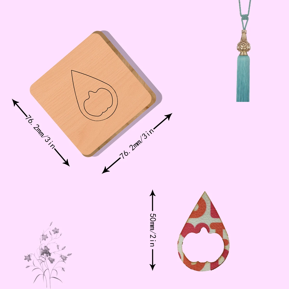 قالب قطع خشبي للأقراط ، مناسب لمعظم الآلات ، 2 "، أنماط مختلفة #5