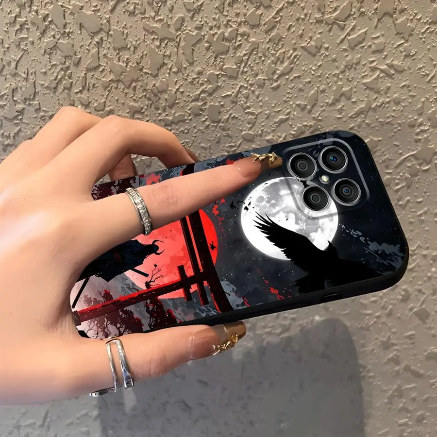 Черный мягкий чехол для телефона Honor 8X X5b 90 X8 X7 Magic5Lite 70 200 400 Lite X9a X6 Anime Samurai Design