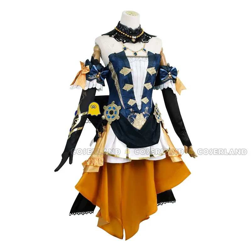 Navia Genshin Impact Cosplay Costume Wig Dress Fontaine Spina Di Rosula Hat Earrings Halloween Party Costume for Women Role Play