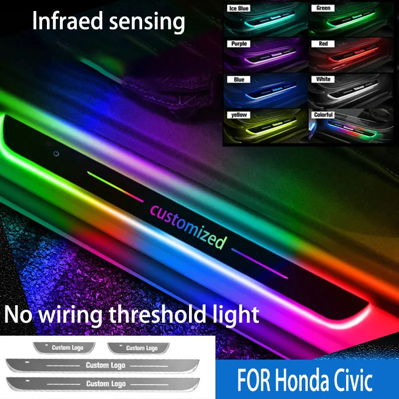 FOR Honda Civic Welcome pedal ambient light LED car intelligent sensing magic flow decorative light Interior modification