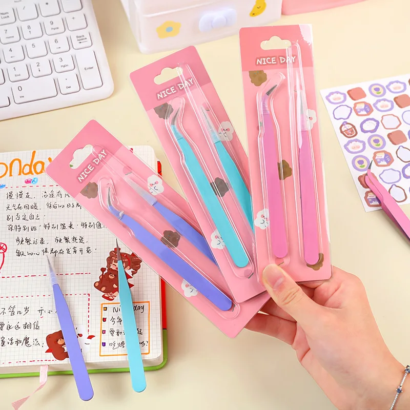 1/2Pcs Tweezers Creative Macaroon Color Clip for DIY Decroative Journal Diary Scrapbook Sticker Nail Makeup False Eyelash Tool