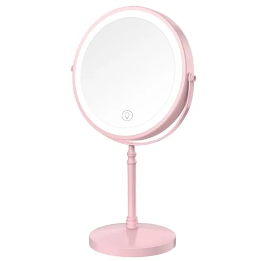 

Rechargeable Double-Sided Magnifying Vanity Mirror with 3000mAh Battery 1X/10X Magnification 360 Rotation Adjustable Brightness
