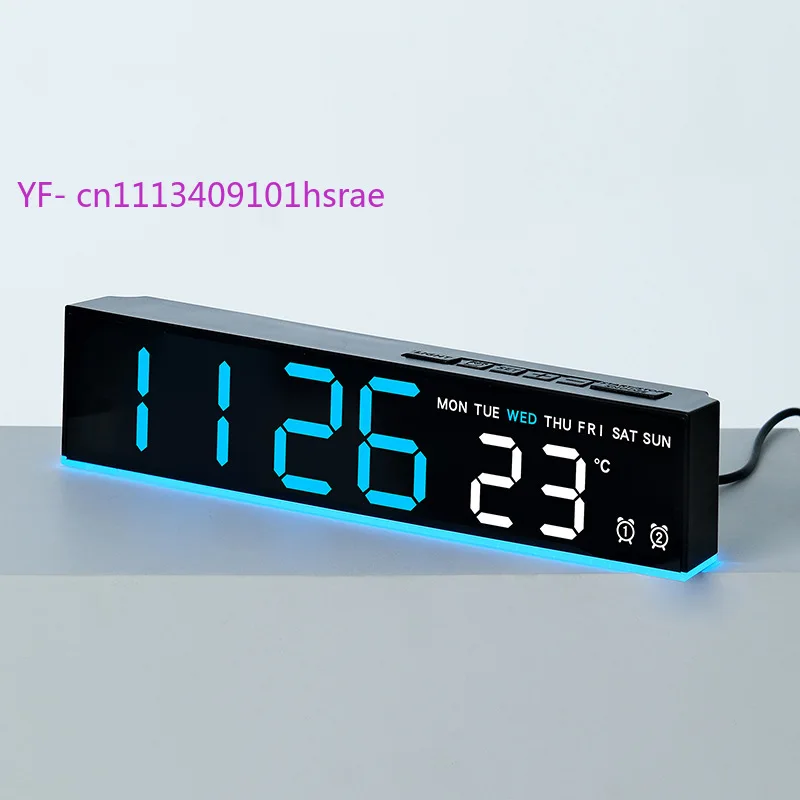Minimalist LED Bedside Alarm Clock Multifunctional Desktop Clock with Ambient Light for Home Bedroom