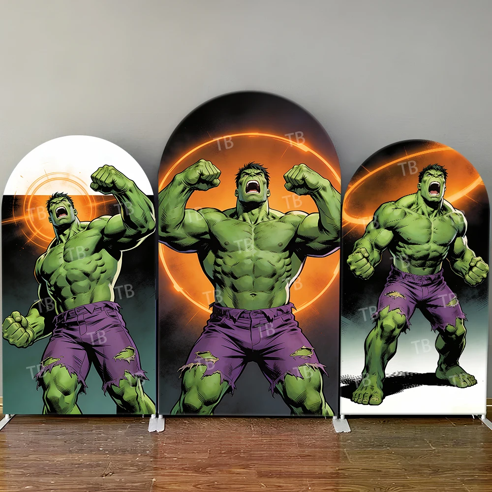 

Hulk Raging Power Style Arch Backdrop Cover Dynamic Hero Scene For Kids Birthday Baby Shower Photo Booth Decor Background