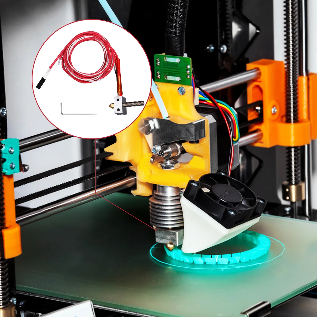 Zmontowany ekstruder do drukarki 3D, hot end, filament 1,75 mm, 12 V, dysza 0,4 mm, silnik krokowy energooszczędny, idealny do Ender-3