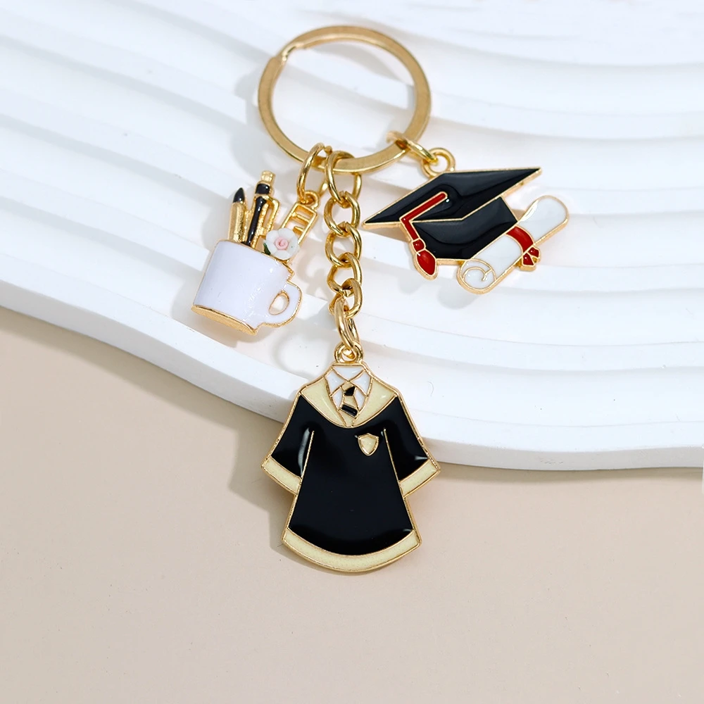 الإبداعية قبعة البكالوريوس قلادة المفاتيح فستان أكاديمي Keyrings للطلاب حقيبة يد سحر حفل التخرج اكسسوارات هدية #6