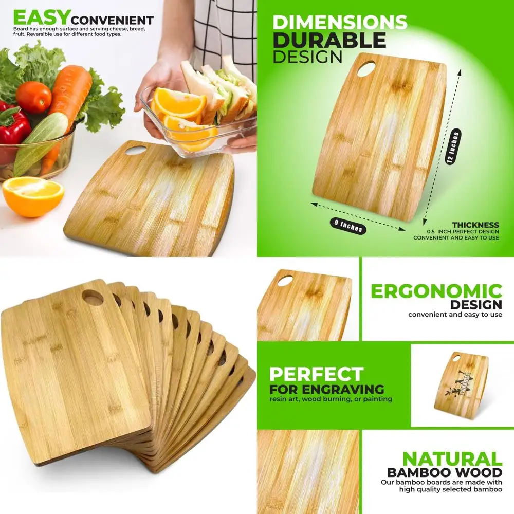 

Set of 12 Bamboo Cutting Boards - Rectangular 12x9 for Personalized Engraving | Bulk Wholesale Plain Boards