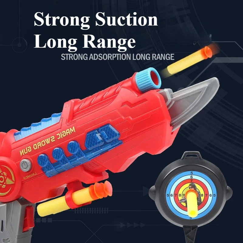Deformable Soft Dart ของเล่นปืนแสงเสียงดูดถ้วยโฟมลูกดอก Blaster ของเล่นเด็กในร่มยิงของเล่น 5 กระสุน 1 เป้าหมาย