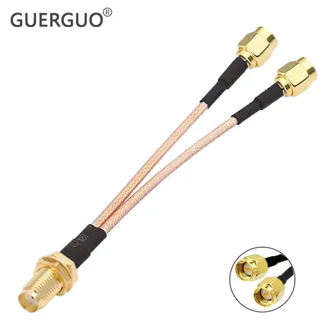 RG316 Cable Y Type Splitter Combiner SMA Female Jack to Dual SMA Male 1to2 RF Coaxial Pigtail for 3G 4G Modem Router Antenna
