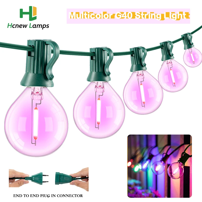 

Garland Outdoor RGB G40 Led String Lights Multicolor Light Bulbs EU US Waterproof Connected For Party Light Camping Light Chain