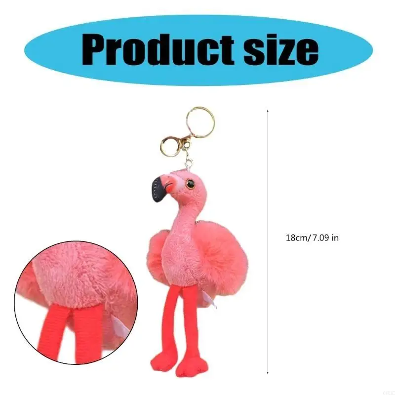 C63C كرتون محشوة فلامنغو المفاتيح الفخمة قلادة الفتاة سحر حلية كاركي