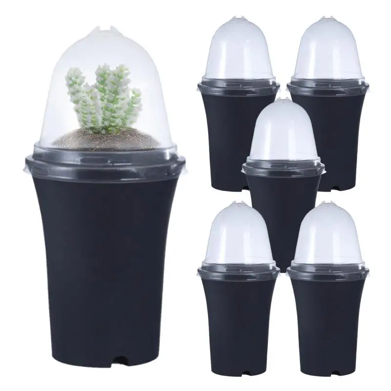 

Plant Nursery Planter With Humidity Dome Reusable Flower Plant Container Cups For Succulents Humidity Dome Tray Transplanting