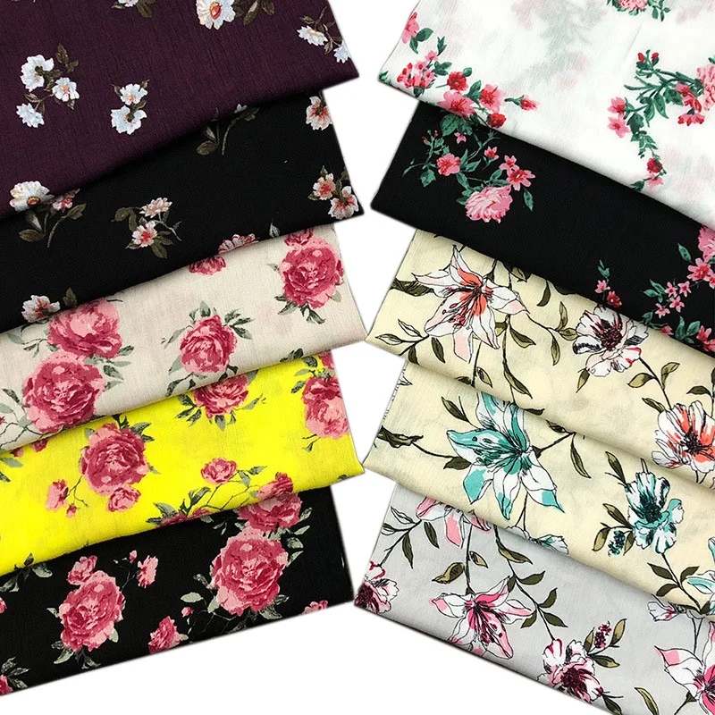 Soft Floral Printed Pattern Viscose Fabric Rayon Cotton Fabric For Sewing Spring Summer Dress Design Cloth By the Meter