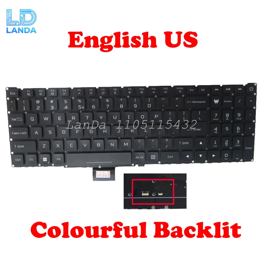 

Клавиатура с подсветкой US UK RU HU RGB для ACER Predator Helios 18 PH18-71 N23C13 PH18-72, английская, новая, США