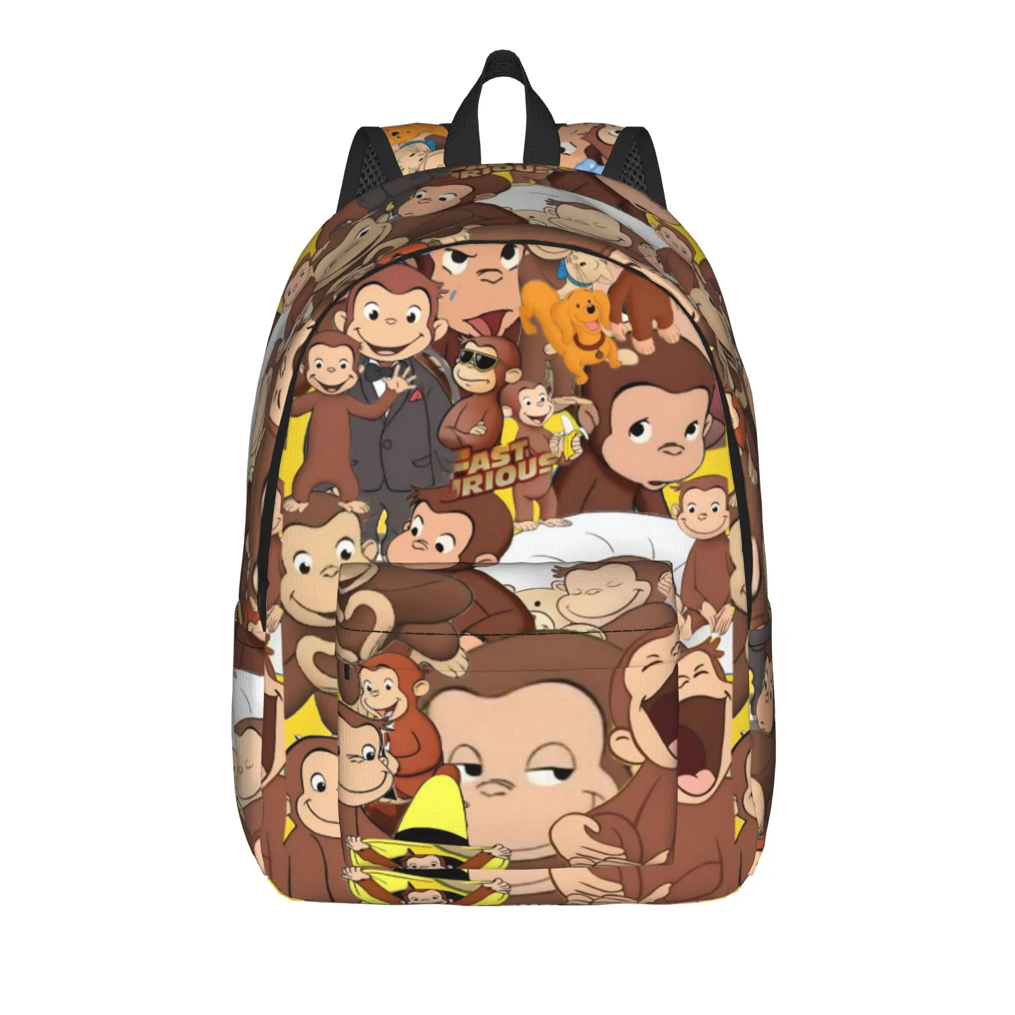 Retro Manga Curious George Character Backpack  Streetwear Backpacks Boy Camping Breathable High School Bags Design Rucksack