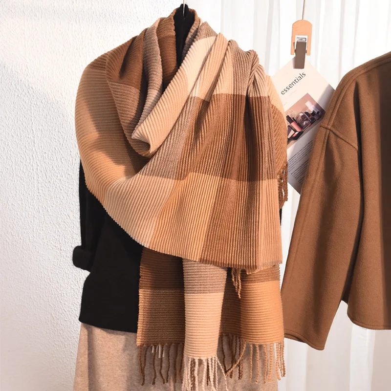 

68*180 см длинные утепленные клетчатые шарфы, шали, зимний теплый шарф, женские накидки на шею, шаль, шейный платок, аксессуары для галстуков для женщин