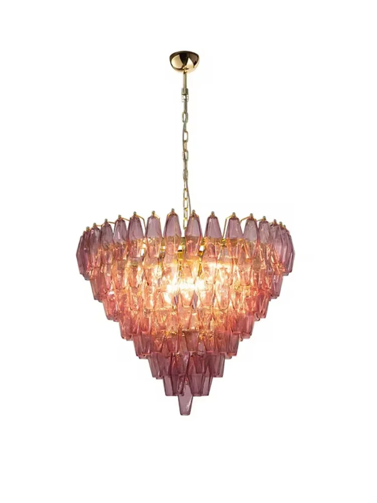 Italy Art Deco Retro Design Classcial Colorful Glass Chandeliers Elegant Home-applicants LED Dimmable Lamps For Living Room