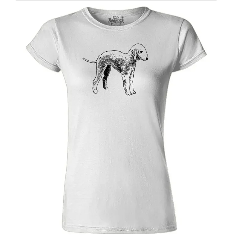 Womens Bedlington Terrier Dog Sketch T Shirt Pooch Hound Pets