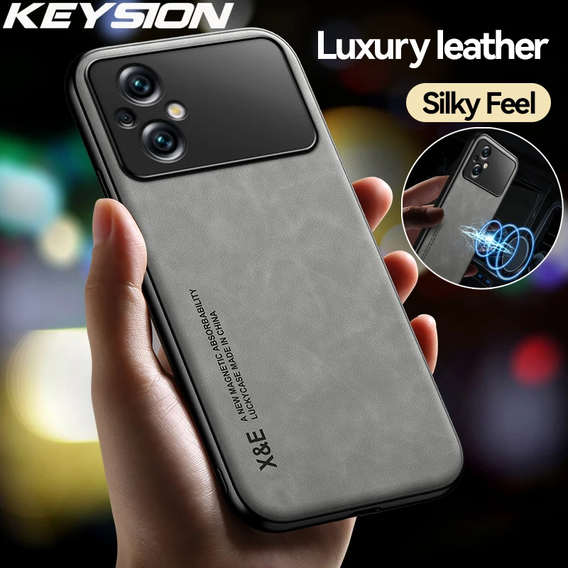 KEYSION Luxury Leather Case for Xiaomi POCO M5 M5S M4 5G Soft Silicone+PC Shockproof Phone Back Cover for POCO M4 5G M5 M5S