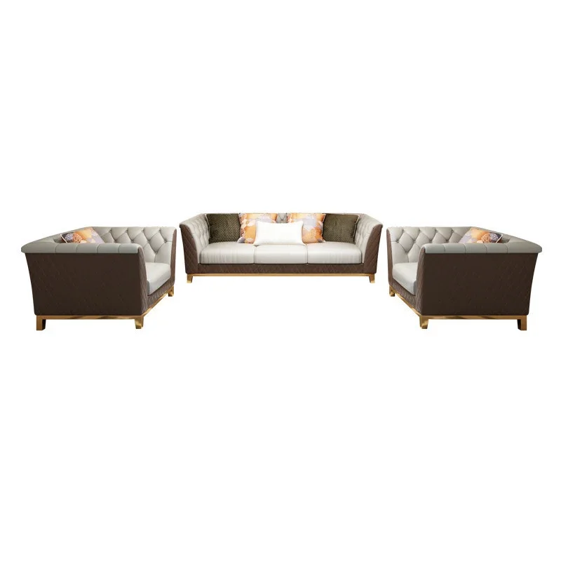 New designs Luxury leather 3 2 1 seat combination sofa set living room L shaped couch sofas furniture