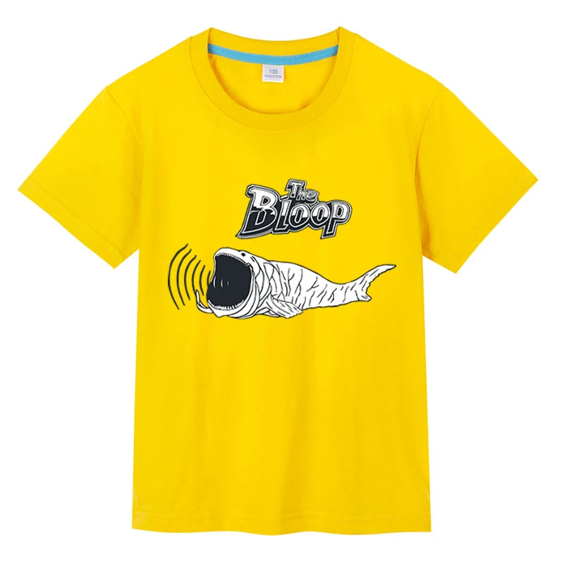 BLOOP-Camiseta de manga corta de algodón para niño y niña, camiseta informal para niño SCP-169 El Gran Maja, camiseta de monstruo con ventilador de tiburón blanco grande de 3 a 12 años
