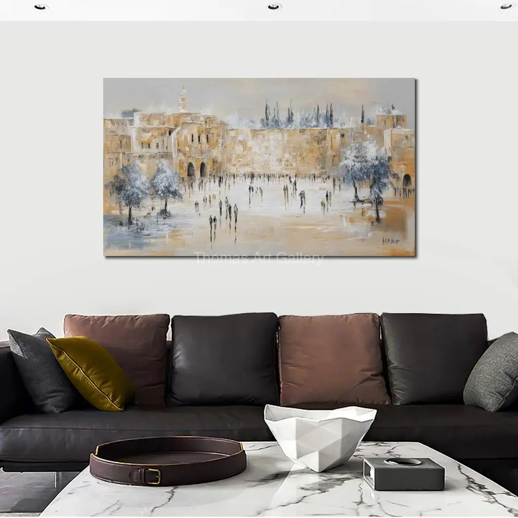 المدينة القديمة أفق القدس قماش يطبع يهوديكا الفن HD مطبوعة ملصق مجردة المشهد اليهودي غرفة الدراسة مكتب ديكور كبير
