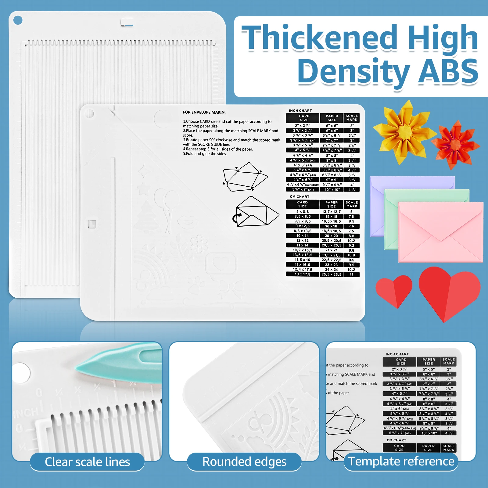 Mini Score Board for Paper Craft 6.4 x 8.5'' Multipurpose Scoring Board with Bone Folder for Envelope Box Card Photo Making Tool - view 3