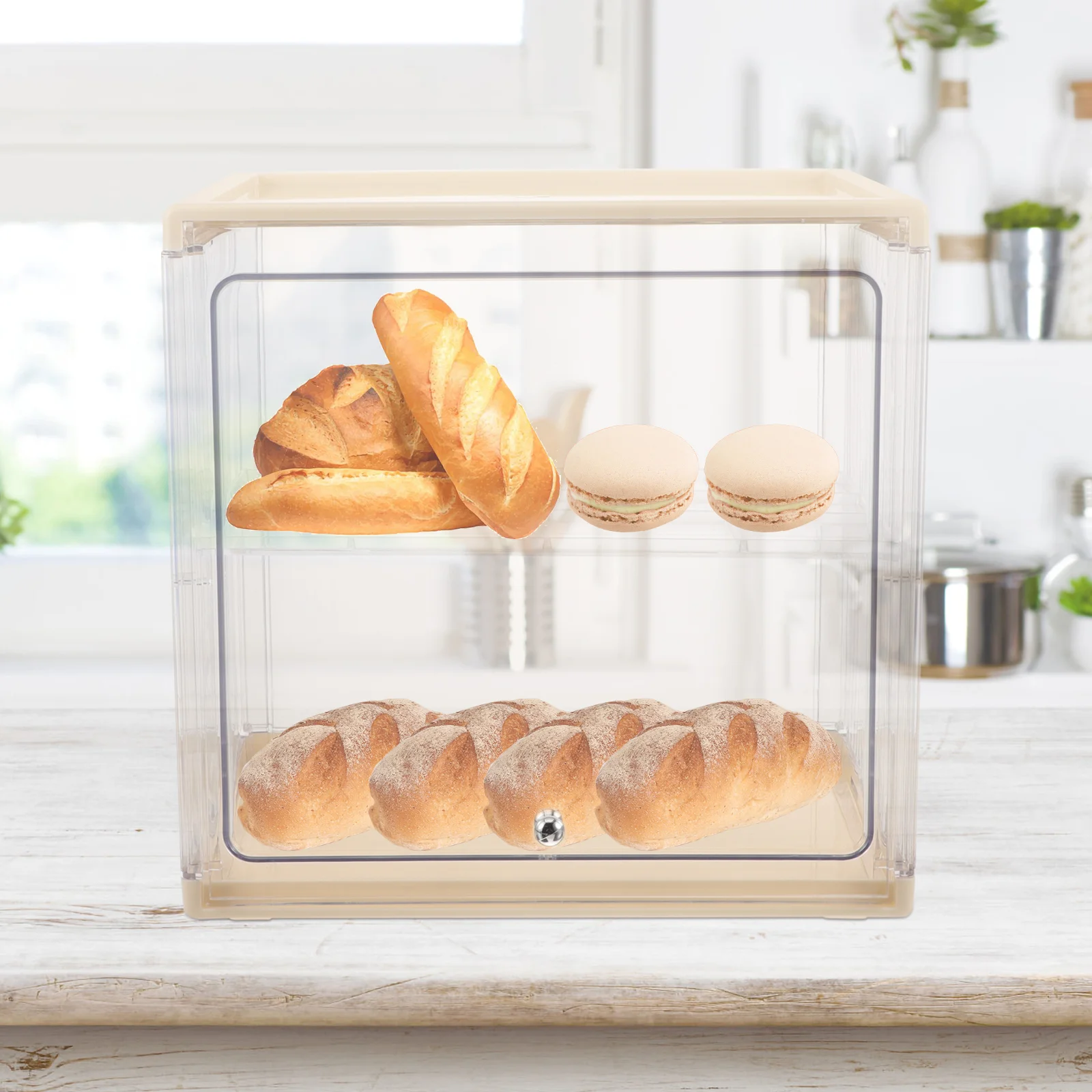 

NEW Double Layer Kitchen Organizer Box Light Clear Design Countertop Bin Coffee Space-saving Storage Holder for Kitchen Plastic