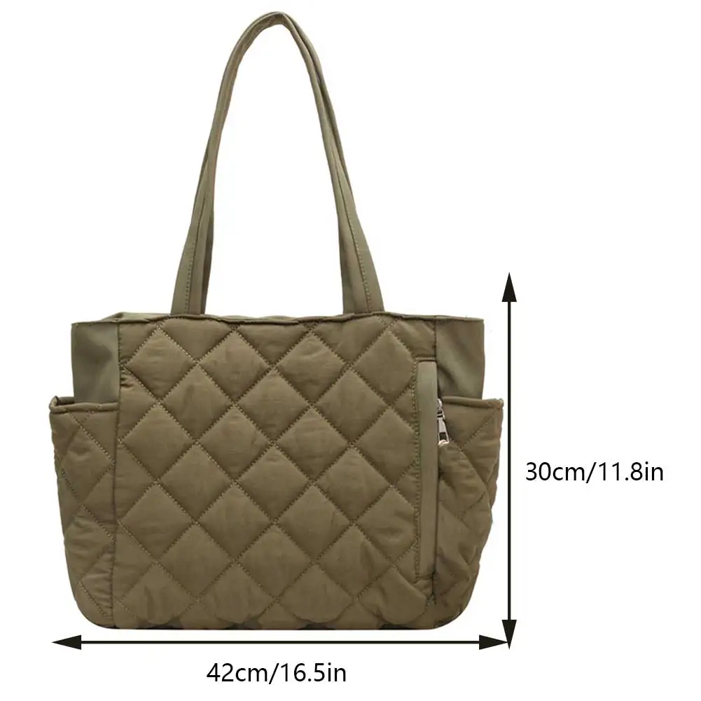 Women Padded Hobo Handbag Zipper Lightweight Handbag Large Capacity Down Satchel Bag Diamond Quilted Tote Bag Slouchy Travel Bag