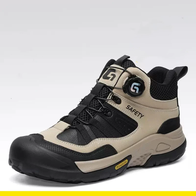 New Men's Steel-Toe Safety Shoes with a Rotating Buckle and Impact- and Puncture-Resistant Design