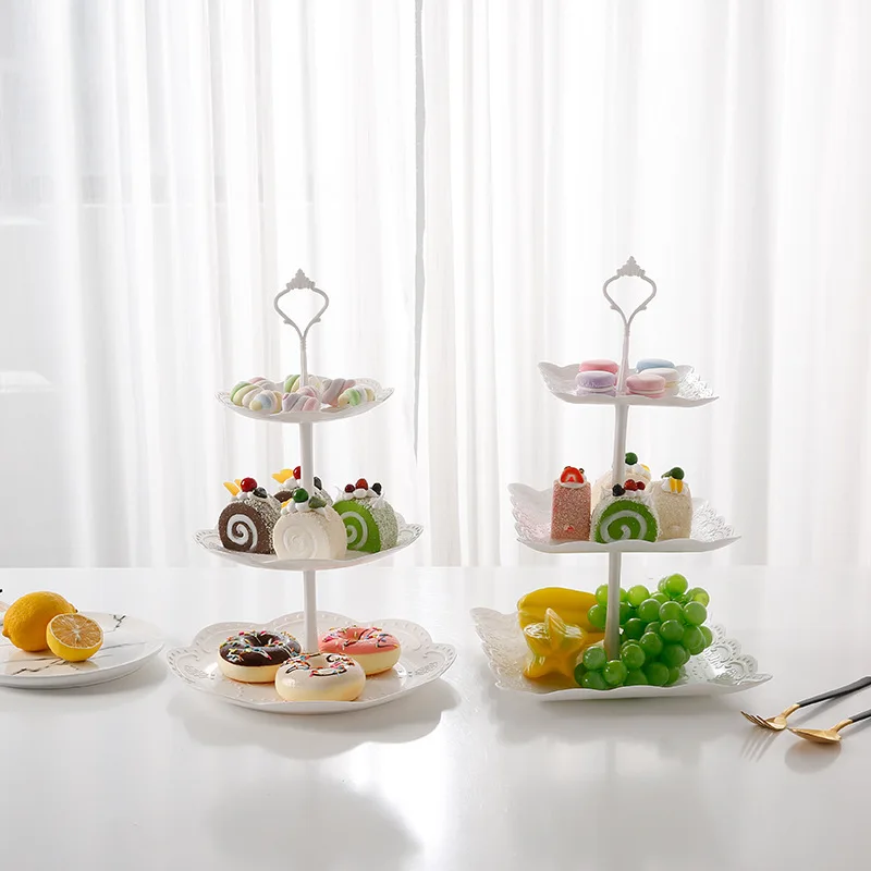 3 Tier Cake Stand Display Cupcake Rack Afternoon Tea Snack Fruit Plate Tray Wedding Party Xmas Brithday Dessert Table Decorate - view 5
