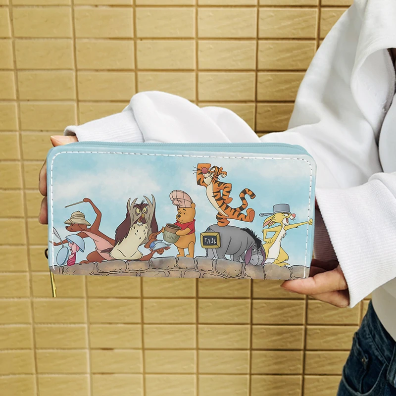 Disney Winnie Pooh W5412 Fashion Anime Wallet Cartoon Wallets Zipper Coin Bag Casual Purses Card Unisex Gift